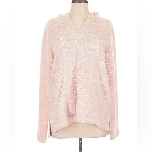 Faherty Seabrook French Terry Pullover Hoodie Womens Size L Poncho Light Pink - Picture 2 of 8